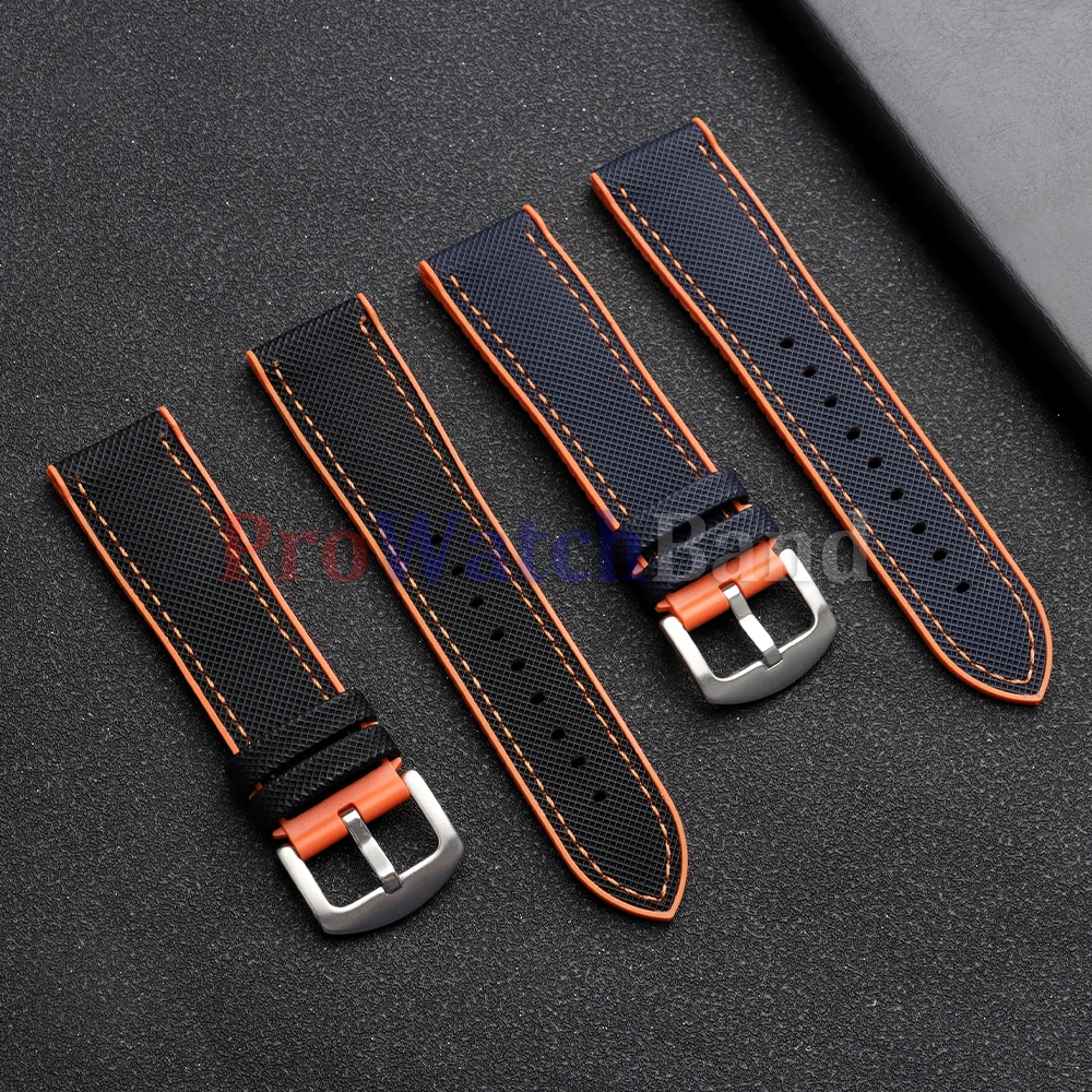 New Nylon Sailcloth Rubber Hybrid Watch Strap 18mm 20mm 21mm 22mm Men Women Silicone Waterproof Watch Band Orange Blue Bracelets image 3