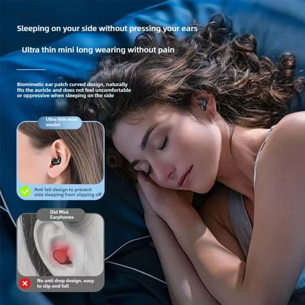 1pcs New Sleep Bluetooth Earphone Mini Invisible Earbuds Comfortable, Painless Wireless Headset 6-8 Hours Endurance