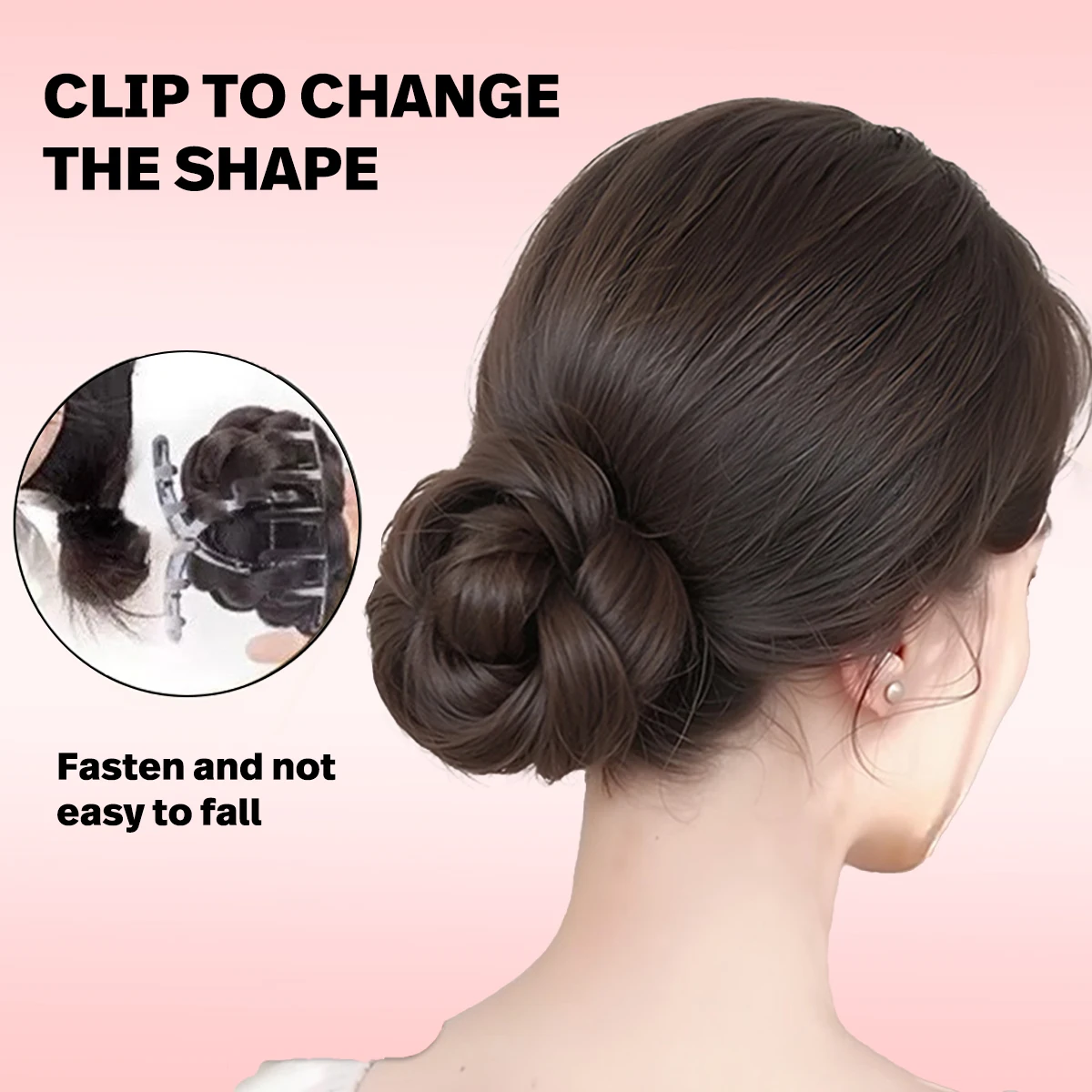 Klip ambil sintetis kuncup rambut malas wig sanggul rambut wanita ikat rendah kepala bola sanggul rambut tahan panas berwarna coklat dan hitam