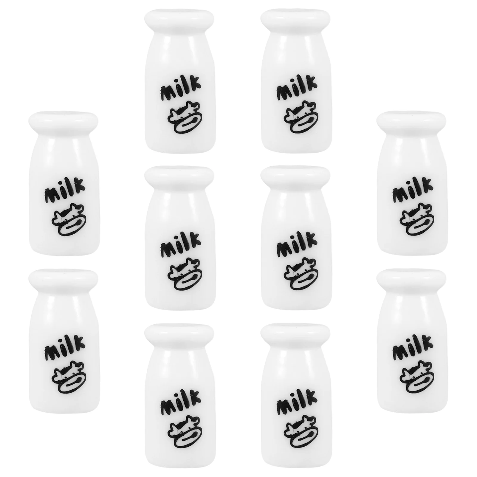 

10pcs Milk Bottle Decoration Miniatures Dollhouse Accessories Creative Tiny Figures Resin Toys DIY Kit Garden Ornaments