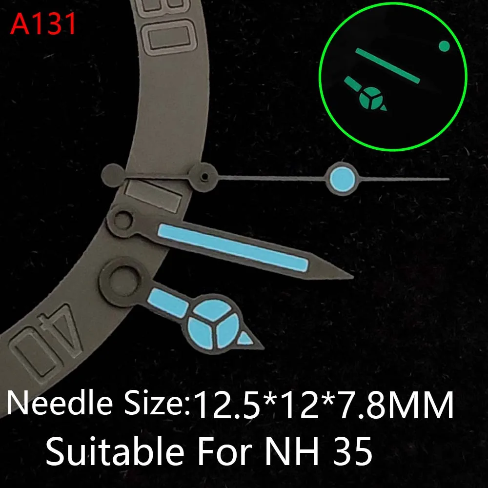 Kit di modifica luminosa per NH35 caliber A130 ~ A136 lancette dell'orologio, orologio NH35 lancette luminescenti verdi Super luminose