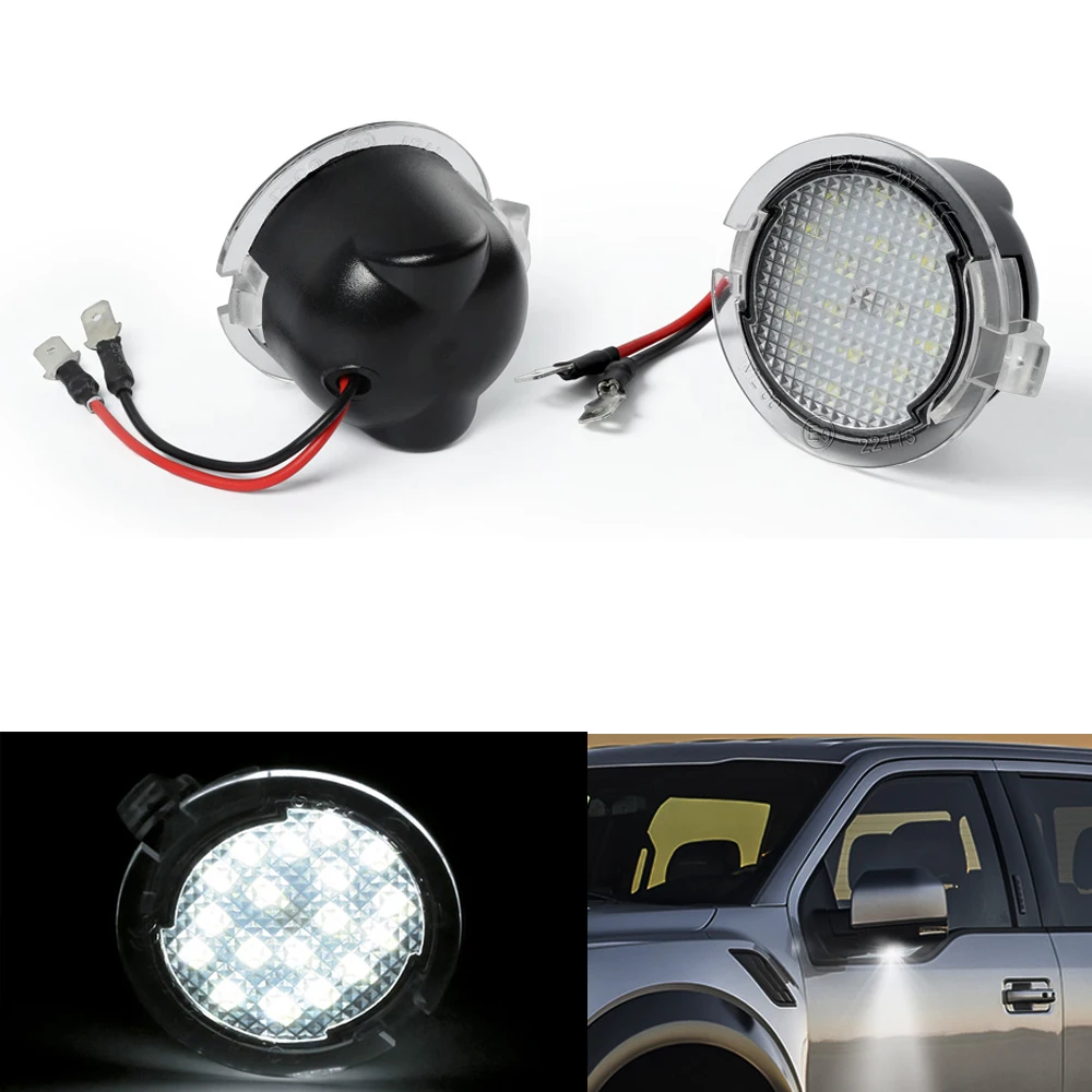 

For Ford Taurus Expedition Edge F150 Flex Explorer Mustang Everest Ranger car side under mirror lamps White LED Puddle Lights