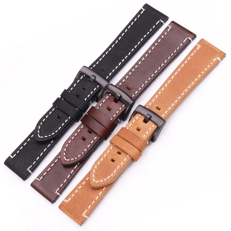 Genuine High-End Retro Calf Leather Watchbands 18mm 20mm 22mm 24mm Quick Release Strap for Samsung Huawei Watches