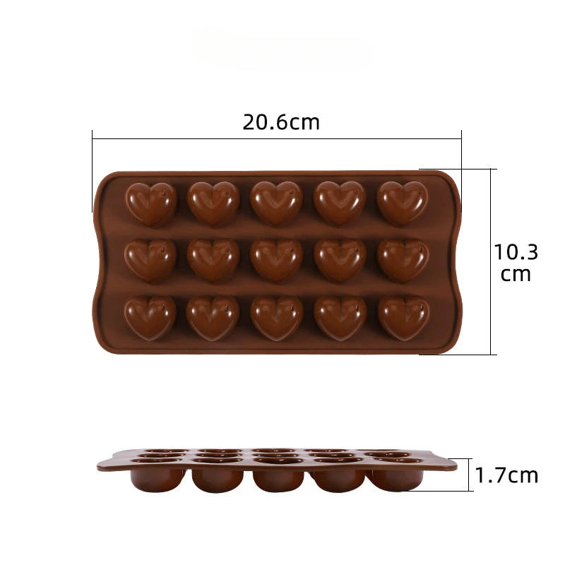 2Pcs 15Cavities Mini Love Heart Chocolate Mold Silicone Candy Molds Diamond Gummy Jelly Mould Kitchen Cake Decoration Accessorie