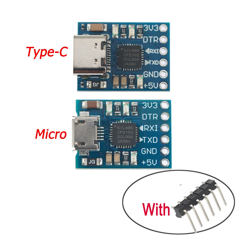 1set USB to UART TTL Converter CP2102 USB Ports(Micro & Type-C) 6Pin Serial Module for STC Replace FT232