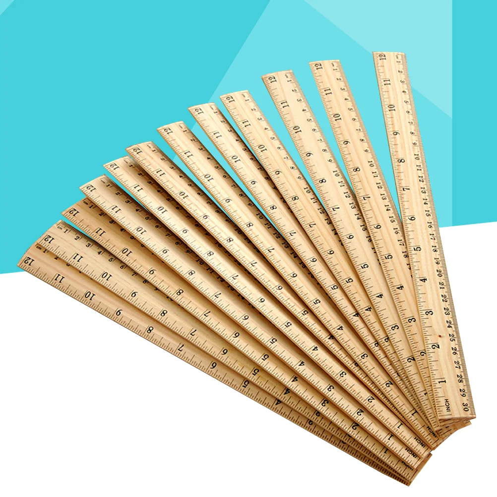 

30pcs Wooden Ruler Double Scale Measuring Ruler for Home School Classroom Office (30cm) wooden straight ruler