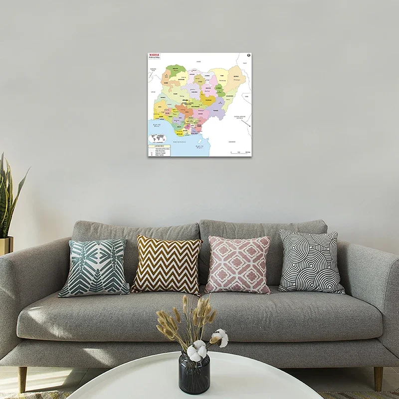 60*60cm la Nigeria mappa politica senza cornice su tela pittura Wall Art poster e stampe decorazioni per la casa forniture per lo studio dell'aula