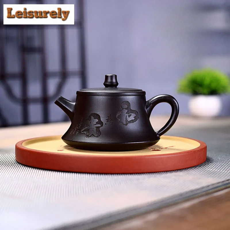 

190ml Classic Yixing Purple Clay Teapots Handmade Curve Pot Raw Ore Black Zhu Mud Kettle With Strainer Chinese Zisha Tea Set Cha