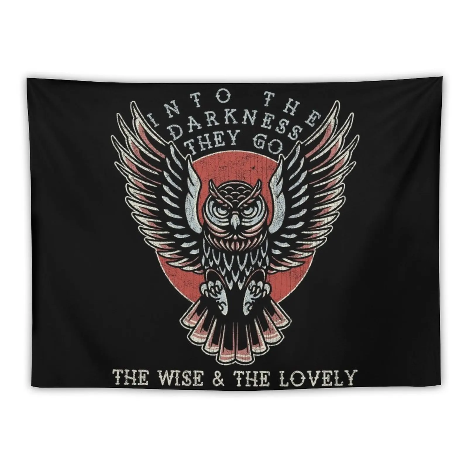 

New Into the Darkness They Go, Old School, Neo Traditional Owl Tattoo Tapestry Funny Tapestry Luxury Living Room Decoration