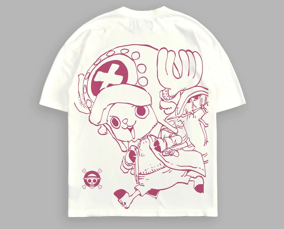 One Piece Tony Tony Chopper Anime Print T-Shirt, Men's Fashionable 100% Cotton Trendy Versatile Short-Sleeve