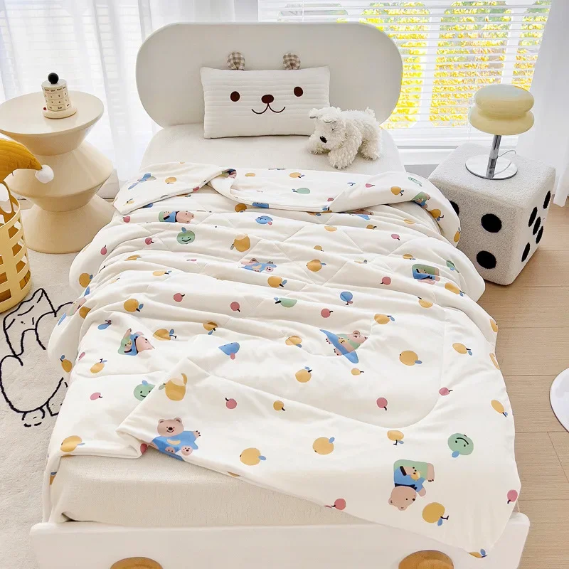 

2024 New Children's Summer Quilt Knitted Cotton Summer Quilt Kindergarten Duvet Ice Cream Summer Quilt Airable Cover