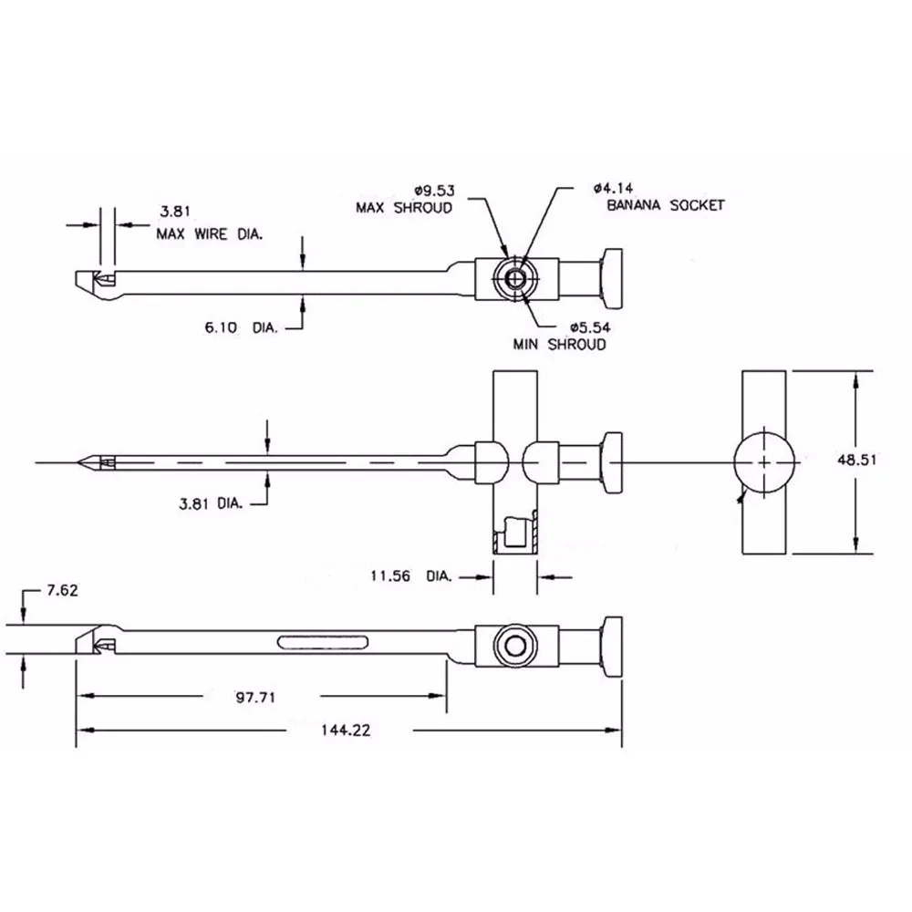 Professional full insulation quick test hook with 4mm banana plug,insulation piercing test clip,CATIII 1000V /Max 10A