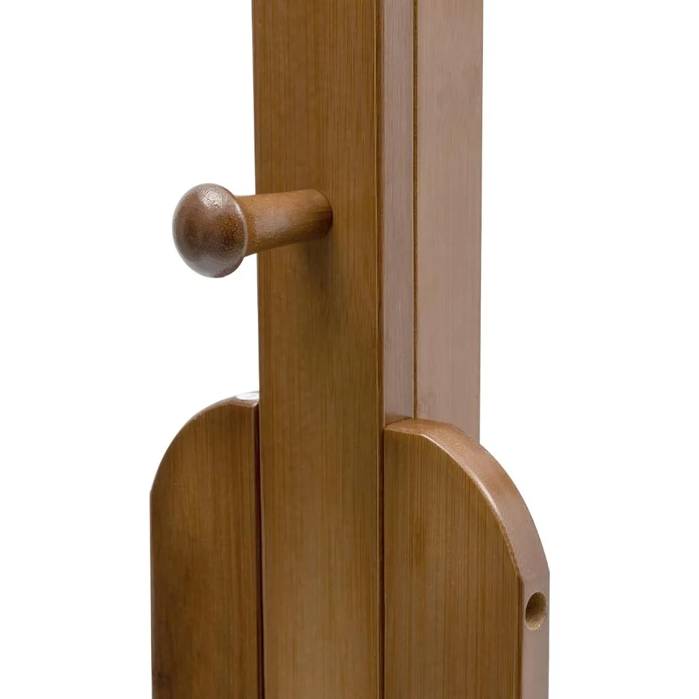 Bamboo Heavy Duty Free Standing Closet Organizer with 2 Drawers and Mirror, Open Wardrobe Storage Solution