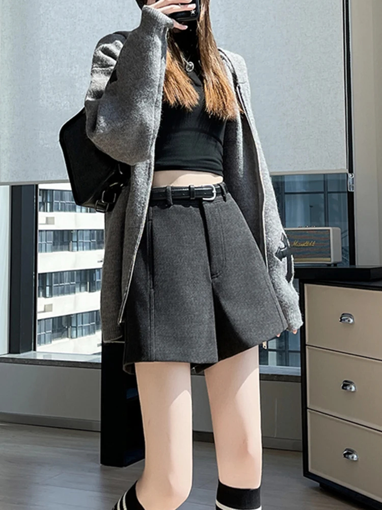 بنطلون صوف أنيق للنساء لربيع 2026، فضفاض ونحيف بقصة A، ملابس خارجية، بنطلون بخصر عالٍ وقصة واسعة من الأسفل