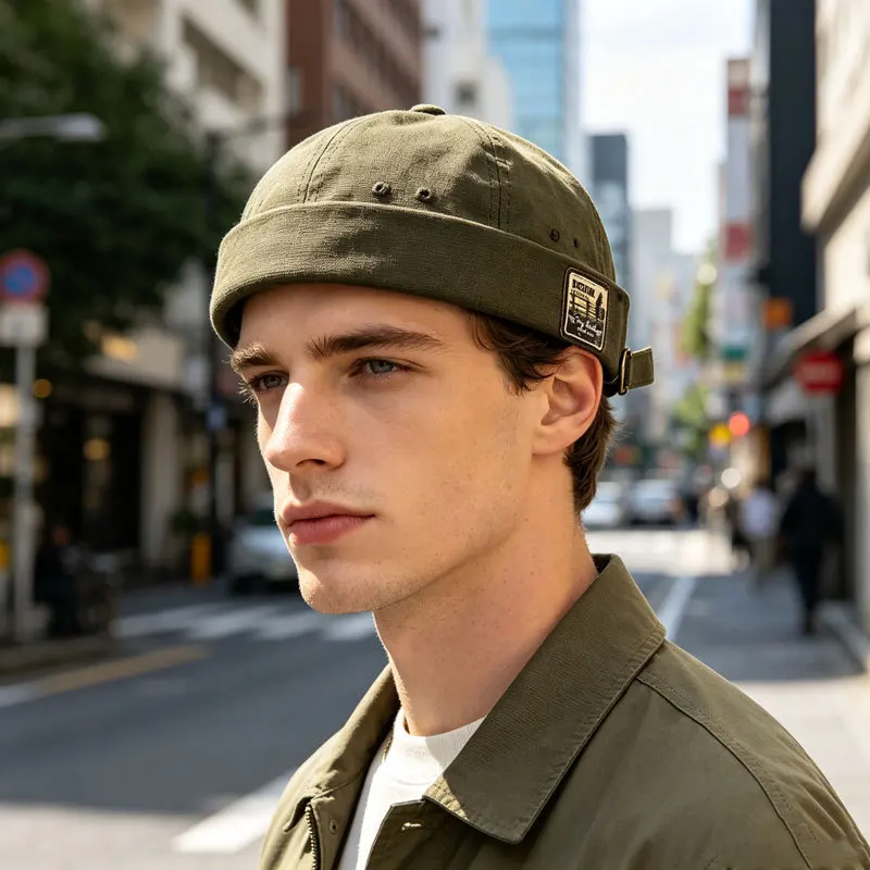 1pc Short Fashion Hat Women Trend New Retro Brimless Melon Skin Hat Fashion Versatile Hat Men Street Hip Hop Cap Without Visor