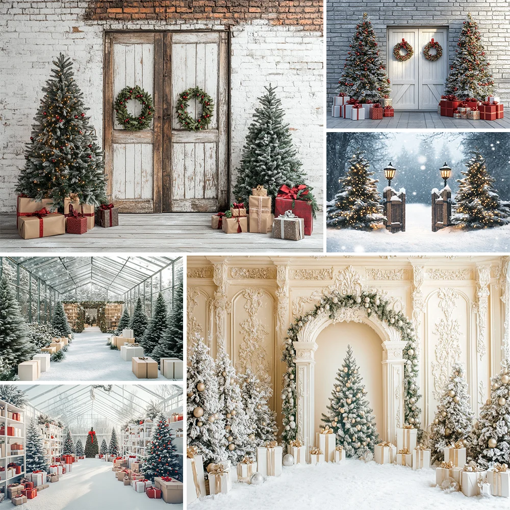 

Photography Background Winter Christmas Forest House Snowy Wonderland Kids Family Portrait Decor Backdrop Photo Studio