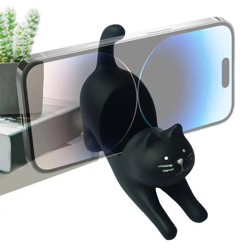 

Cat Smartphone Stand Cute Animal Desk Resin Phone Stand Cat Stretching Resin Figurine Phone Cradle For Cat Lover Home Bedside