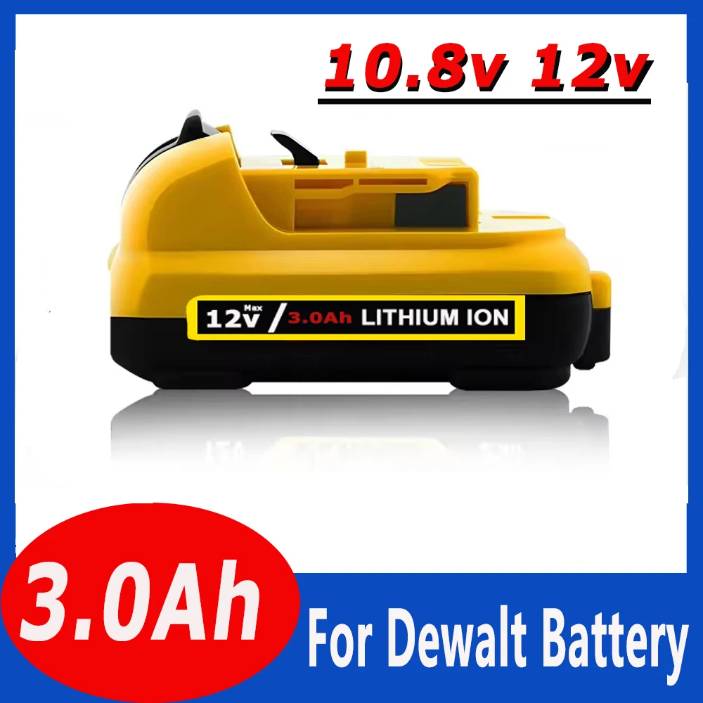 12V 3Ah DCB201 Battery for DeWalt Lithium Ion Battery DCB182 DCB120 DCB123 DCB122 Power Tools Replacement Rechargeable Batteries