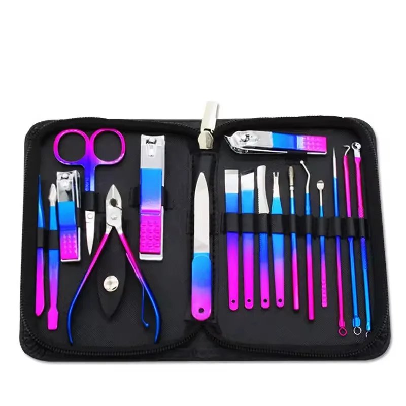 9-18pcs Set Professional Stainless Steel Manicure & Pedicure Kit Precision Nail Care with Travel Case with Nail Clipper Scissor