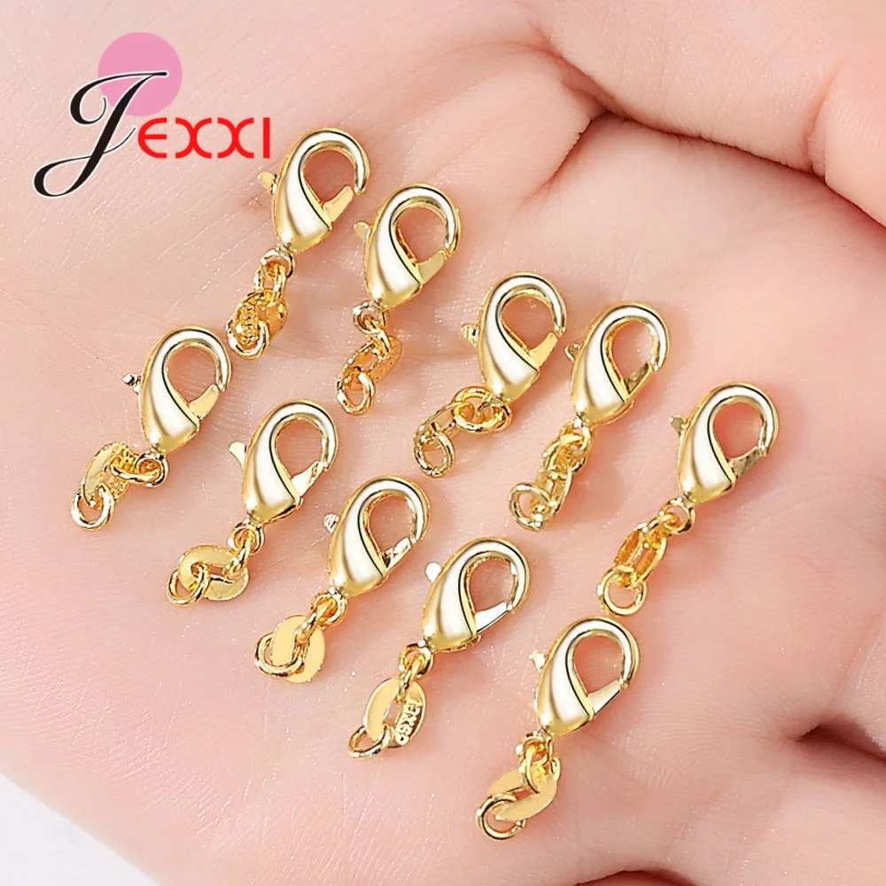 10PCS 925 Sterling Silver Metal Lobster Clasps Hooks Bracelet End Connectors for Jewelry Making DIY Necklace Accessories