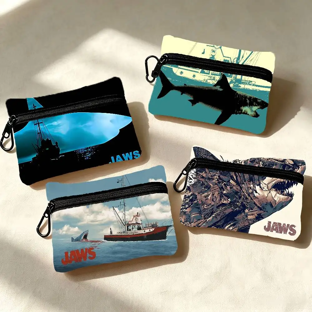 Movie Jaws Wear-resistant Oxford Cloth Coin Purse Portable Backpack Hanging Card Storage Bag