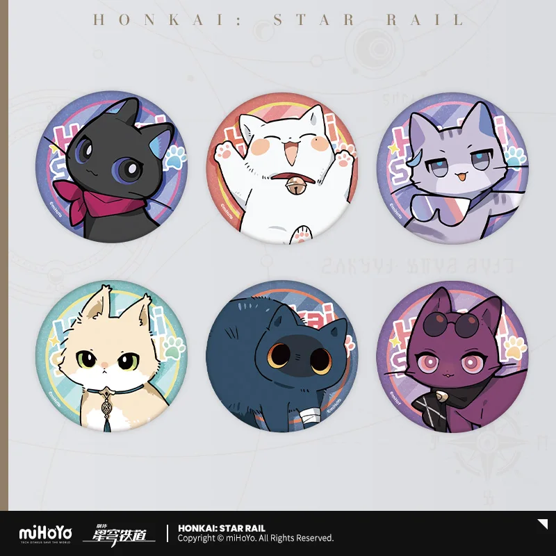 Presale Honkai: Star Rail Official Merchandise Little Cat Series Q-version Emoticon Tinplate Badge Jing Yuan Blade Kafka Luocha