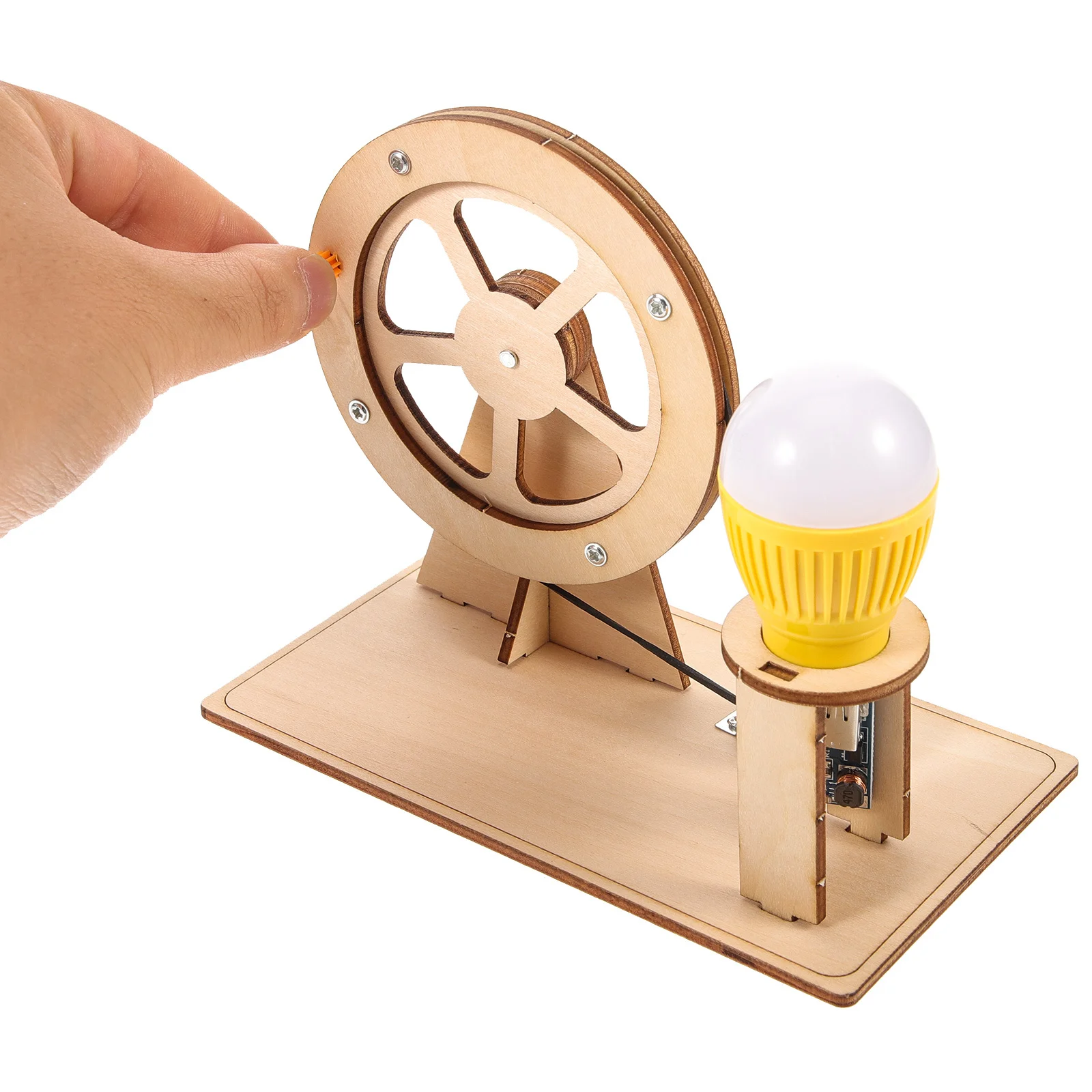 

1Set Wooden Hand Generator Material Kit DIY Crank Electricity Generator Kit for Children Science Experiments