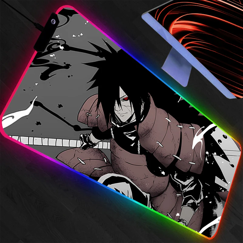 

LED Gaming Mouse Pad NARUTO Large Computer RGB Mousepad Desk Mat PC Carpet Keyboard Gamer Accessories Backlight Animation