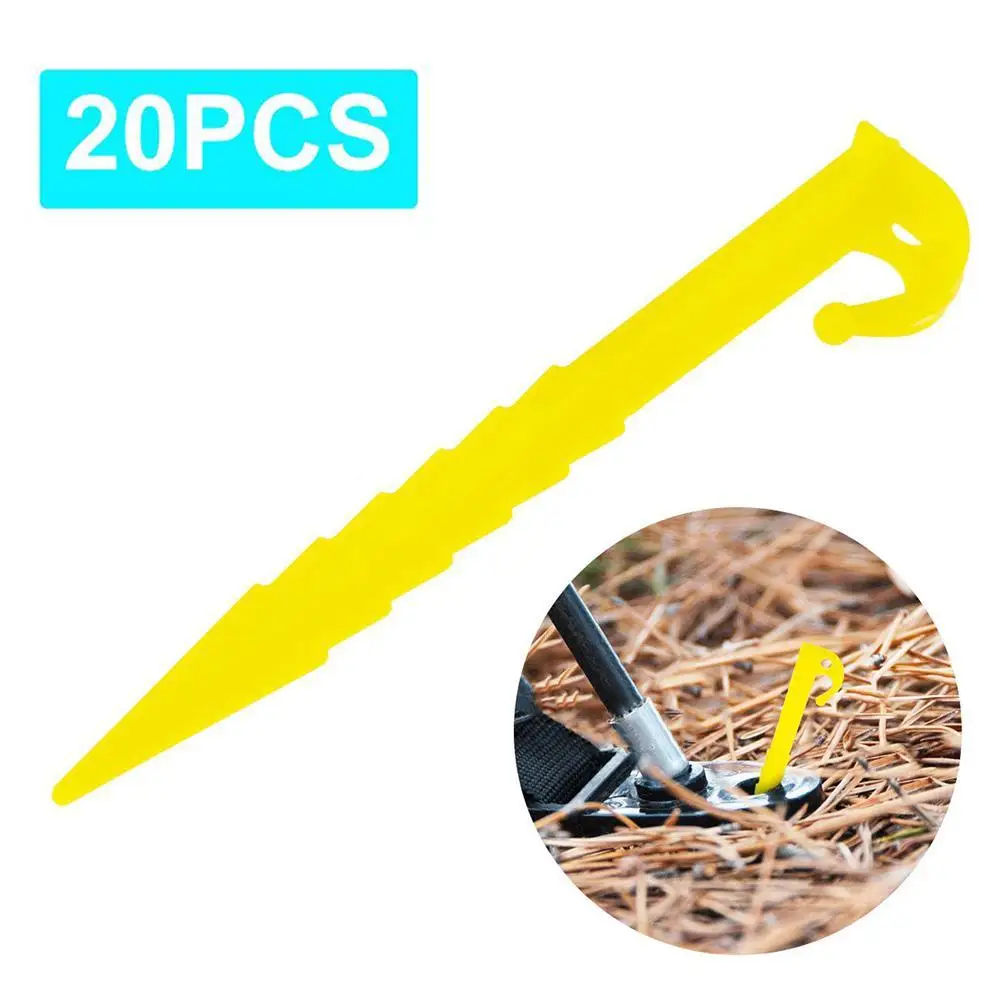 20 Pcs Plastics Tent Stakes Heavy Duty Tent Pegs 5.7inch Tent Pegs Spike Hook Lightweight Tarp Pegs for Camping Outdoor