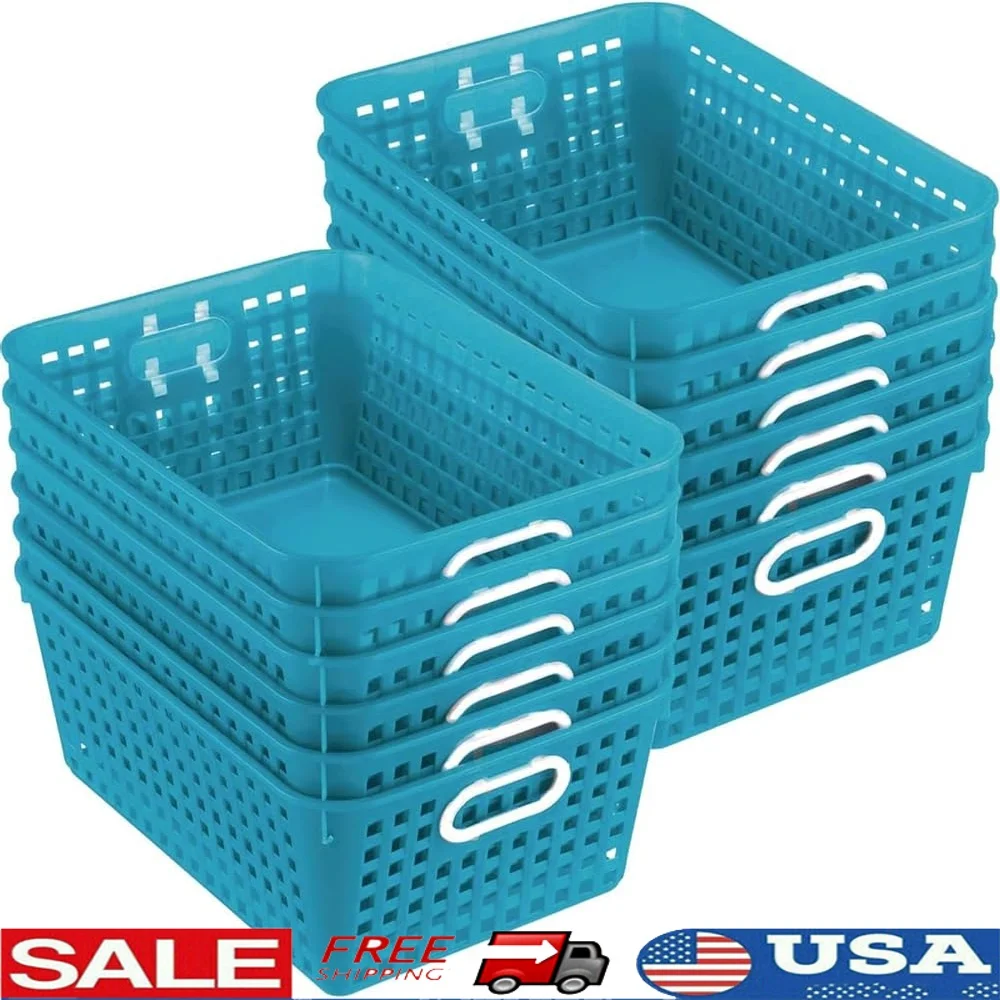 

Multi-Purpose Plastic Storage Baskets Stackable Mesh With Grip Handles Classroom Home Organization 12 Pack Easy Clean Durable