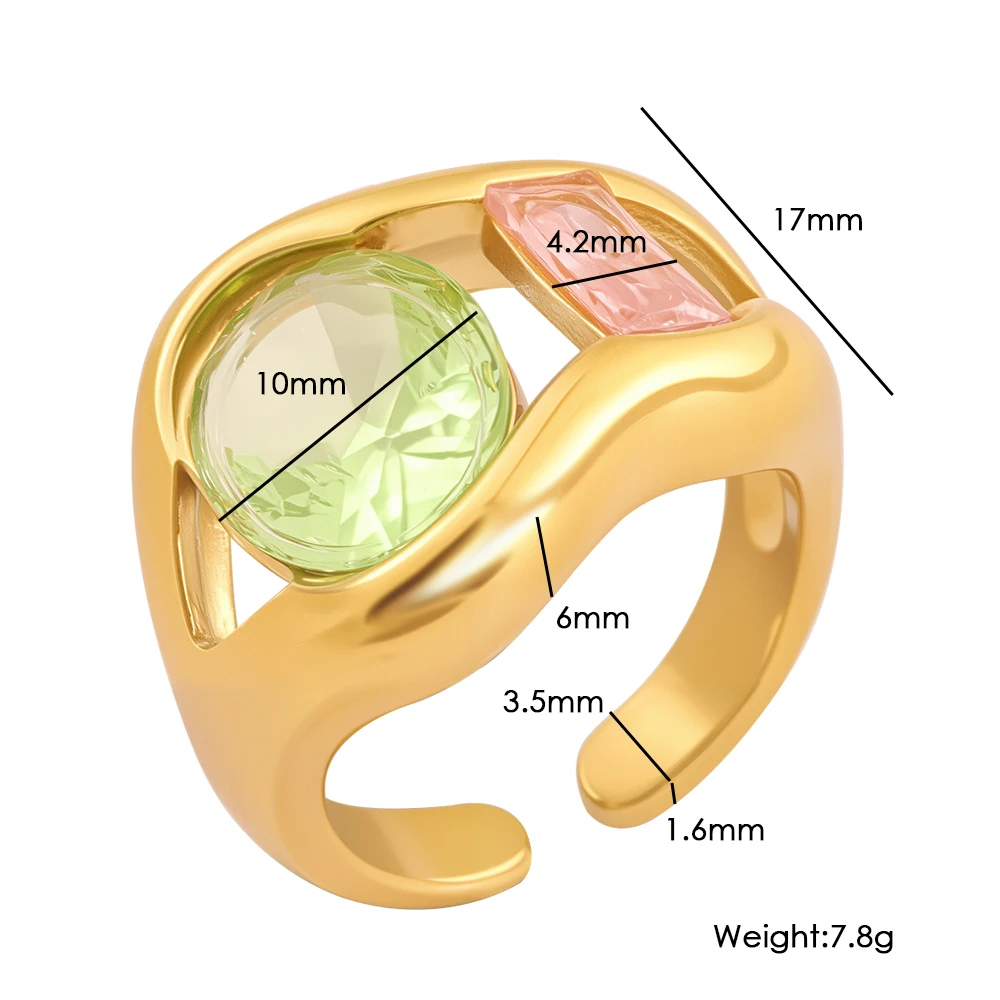 JINHUI Beautiful Zircon Open Hollow Ring Waterproof Colorfast Fashionable Party Jewelry Accessory For women