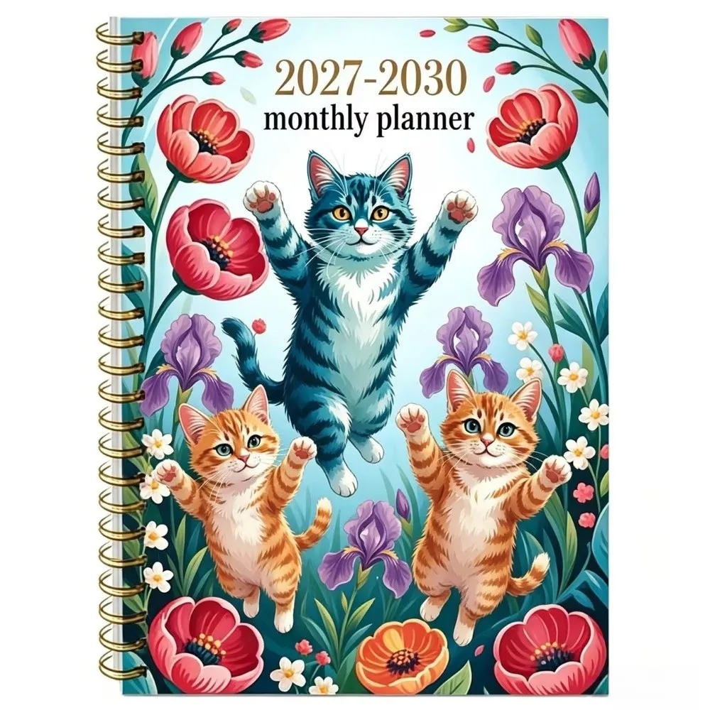 Beach Theme Cover 2027-2030 Monthly Calendar A5 Ocean Seashell Covered Annual Calendar Notebook Spiral Bound 4-Year Plan Book
