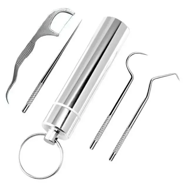 Tragbare Dental Werkzeuge Set Zahnseide Zahn Picking Werkzeug 430 Edelstahl Spirale Ohr Pick Löffel Kit Mundhygiene Zahnstein Entfernung
