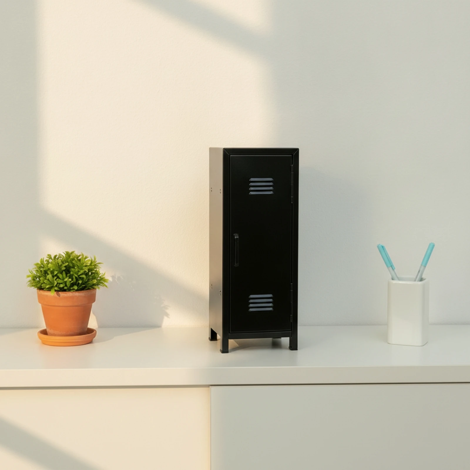 Desktop Storage Cabinet Space-Saving Mini Locker Cabinet with Single Door Modern Long-Lasting for Office, Vanity