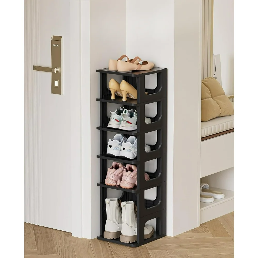 

Shoe Shelves for Closet Kids & Women, Adjustable Height 10 Tier Shoe Organizer Narrow Plastic Shoe Holder Vertical