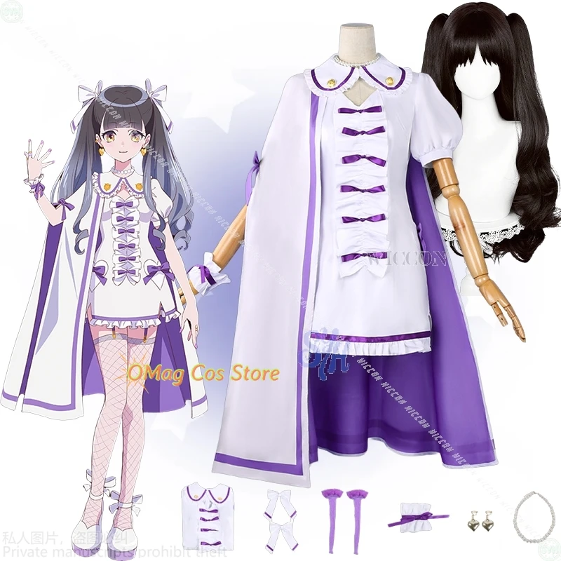 

OMag Adulto Halloween Azu Niisato Maebashi Witches Cosplay Anime Cosplay Costume Purple Magical Girl Idol Kawaii Bows Dr Adulto