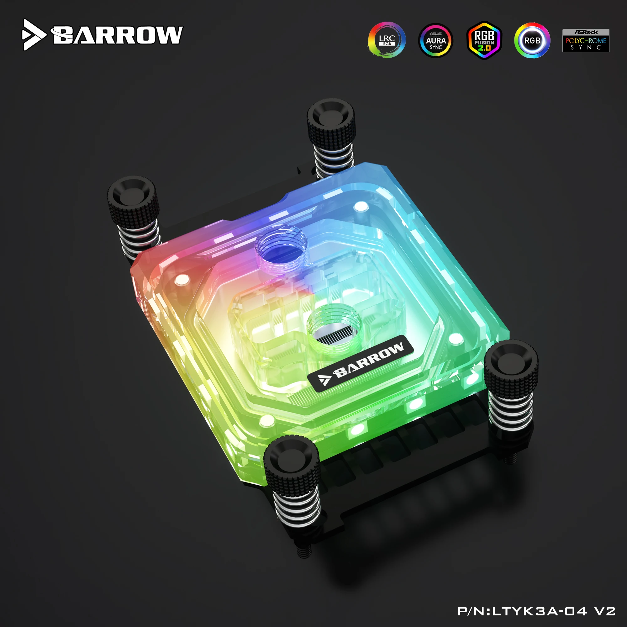 BARROW Aurora Acrylic 5V 3PIN CPU Water Block For AM4,AM3,AM3+,FM2 Platform Cooler,White,Black,LTYK3A-04 V2