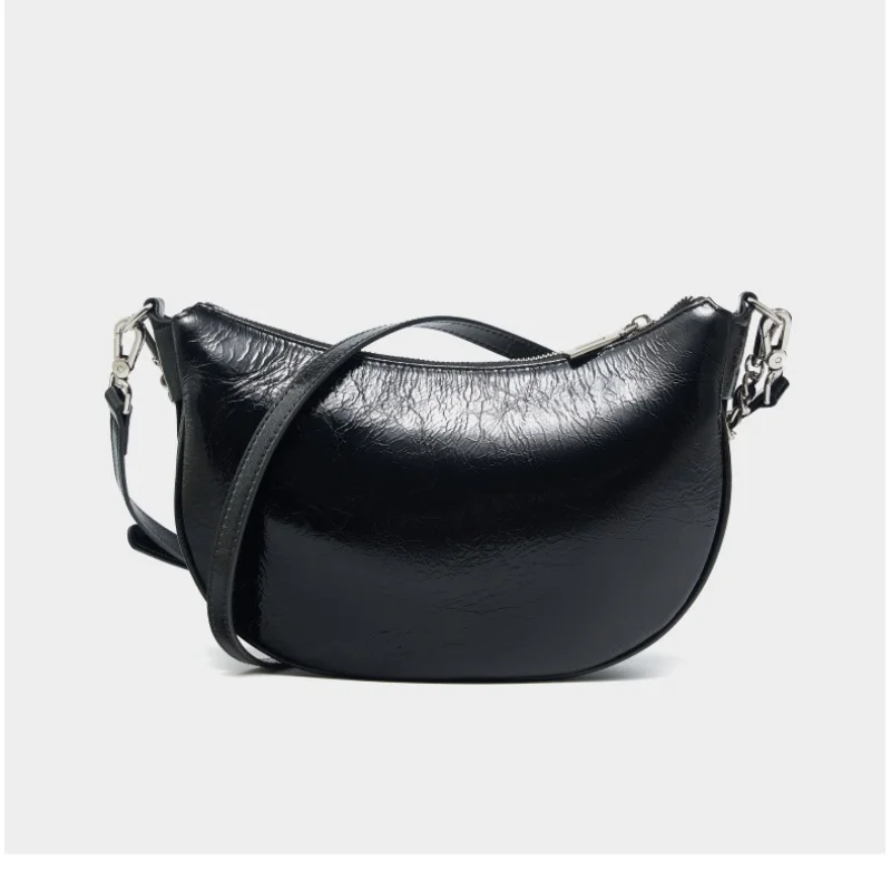 Новая тенденция, брендовая дизайнерская женская сумка через плечо из потрескавшейся зернистой телячьей кожи, сумка с клецками, высококачественная универсальная сумка подмышками в форме луны