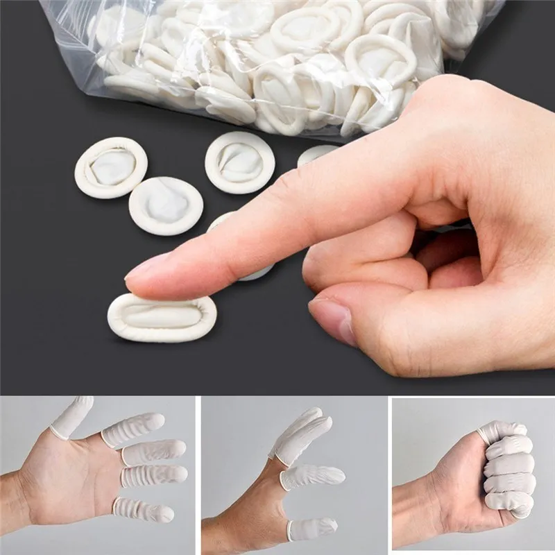 

NOQ 400Pcs/Bag White Nails Art Manicure Perdicure Latex Rubber Finger Set Cots Protector Gloves Tools Finger Sleeve