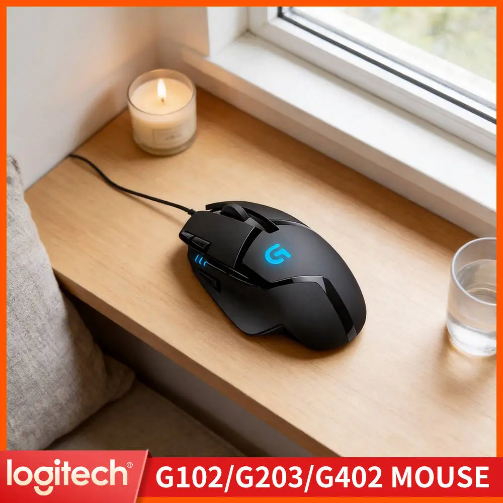 Logitech G402 Wired Mouse Delta Zero Optical Sensor 32-Bit Processor 8 Buttons Anti-Slip for Home Office and Gaming Combo Use