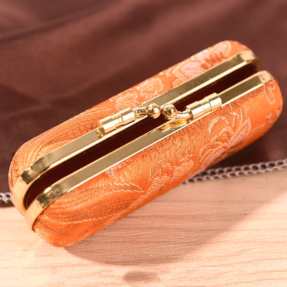 Portable Mini Makeup Silk Box Retro Flower Design Iron Clip Lipstick Case Holder With Mirror Ring Necklace Earring Storage