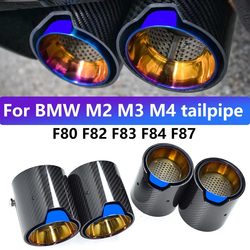 

4pcs for BMW M2 M3 M4 F80 F82 F83 F84 F87 exhaust pipe modification carbon fiber black muffler nozzle tip exhaust head