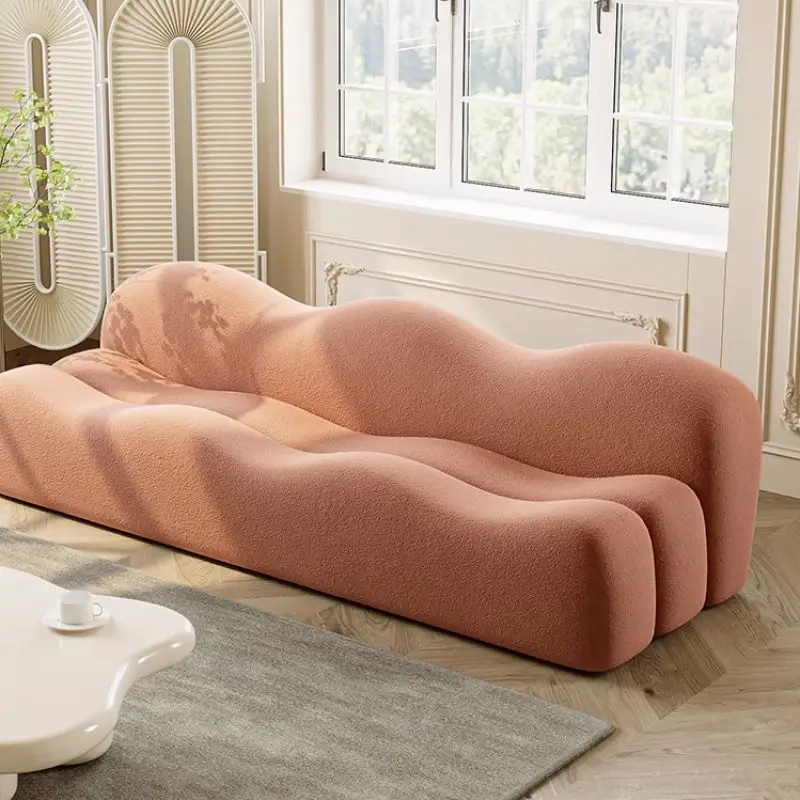 كريم الرياح أريكة وحدة صغيرة أريكة استرخاء غرفة المعيشة موجة لامب الصوف أريكة صالون تجميل متجر الملابس غرفة تأجير #4