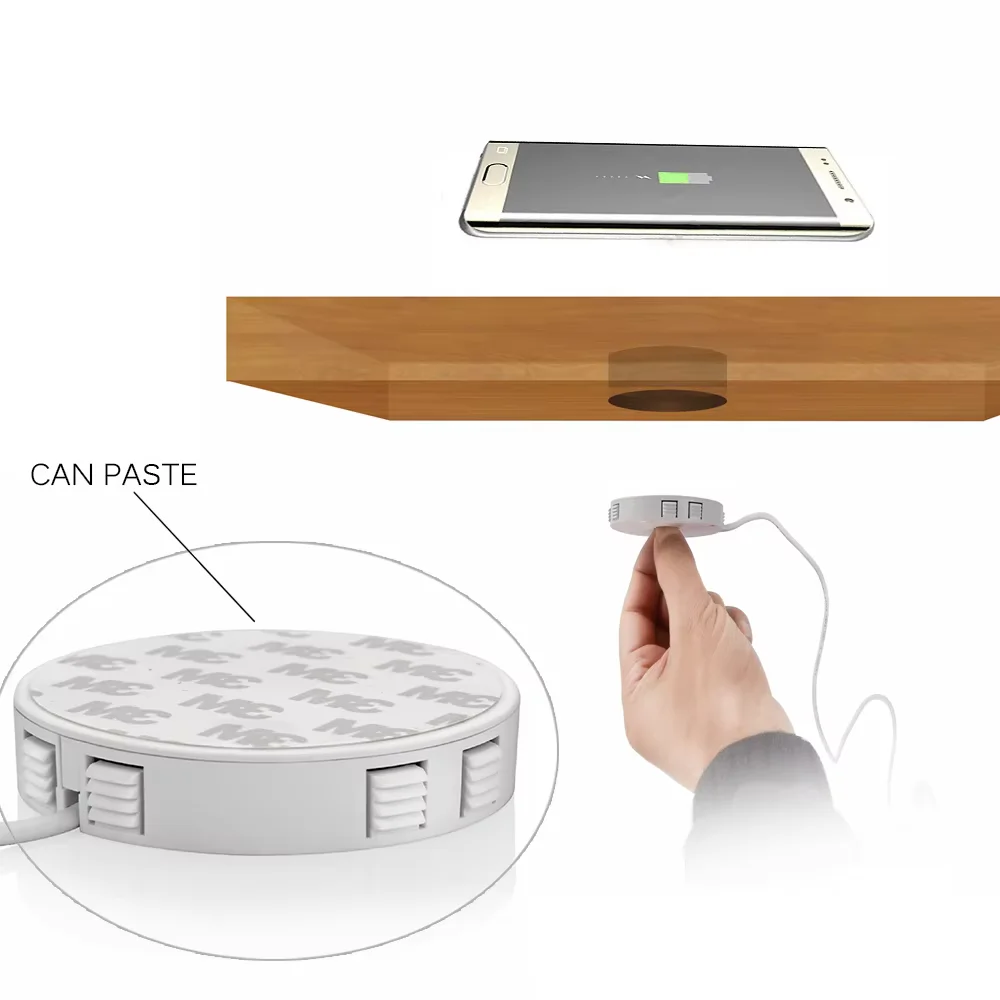 Embedded Wireless Charger Furniture Table Invisible Fast Wireless Charging Desk Chargers for iPhone Samsung Xiaomi Smartphones
