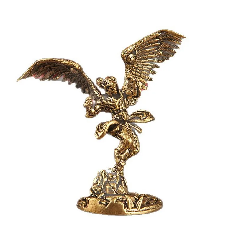 Thunderbolt Bronze Statue, Tibetan Garuda Golden-Winged Great Bird Guardian Figurine, Desktop Ornament
