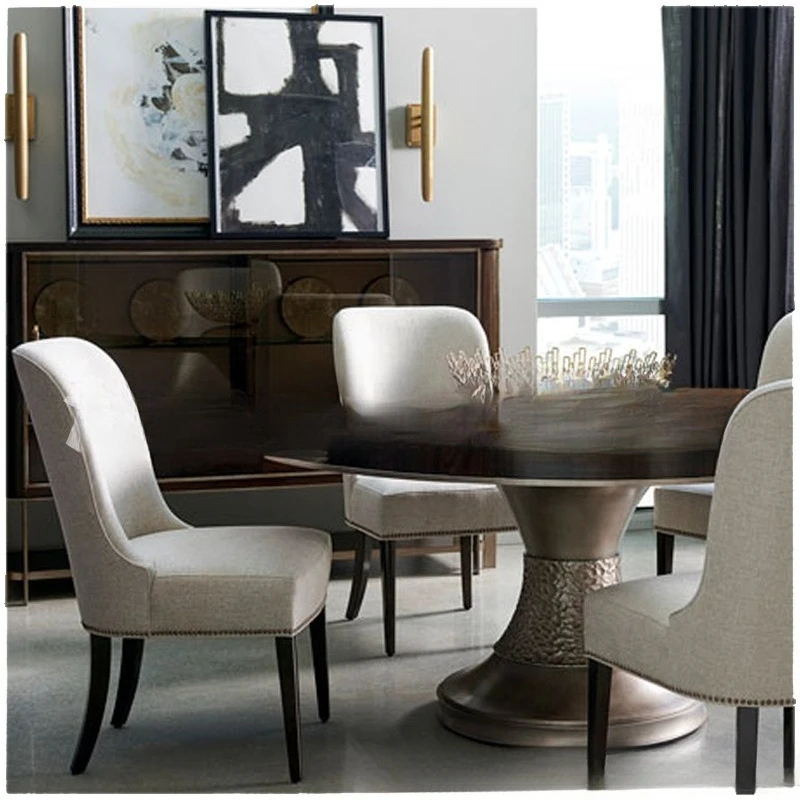 طاولة طعام مستديرة ما بعد الحداثة الأمريكية غرفة المعيشة الاسكندنافية طاولة طعام من الخشب الصلب شقة صغيرة 1 متر 3 هونج كونج لايت لوكس #4