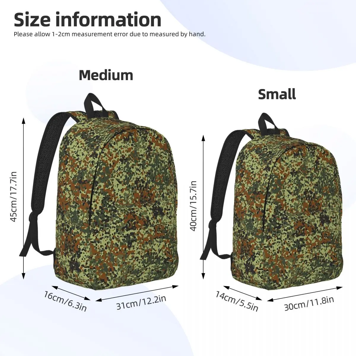 Splintertarn German WW2 Camouflage Army Military Camo Backpack Daypack Kids BookBag School Bag Shoulder Bags for Boys Girls