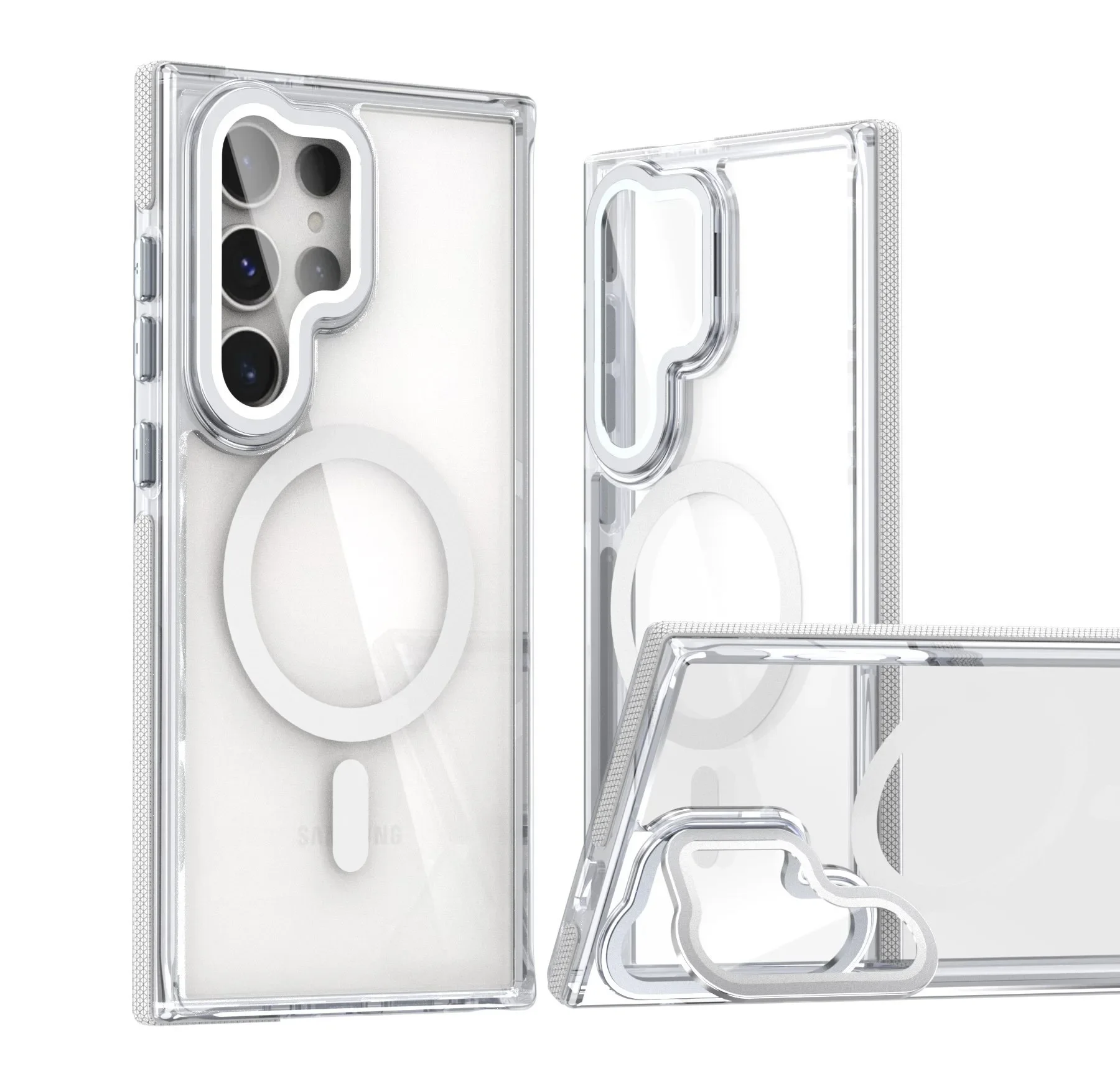 Handyhülle für Samsung Galaxy S25 S24 S22 Ultra Plus S23 S21 FE A16 A06 A05 A15 A25 A35 A55 Transparente magnetische Halterungsabdeckung