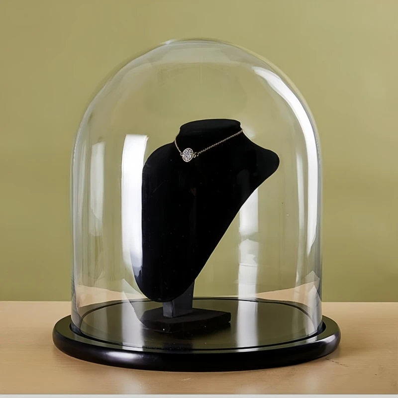 23*30cm Big Size Glass Dome Vase Home Decoration Different Base Cake Foodie Transparent Glass Cover Birthday DIY Friend Gift