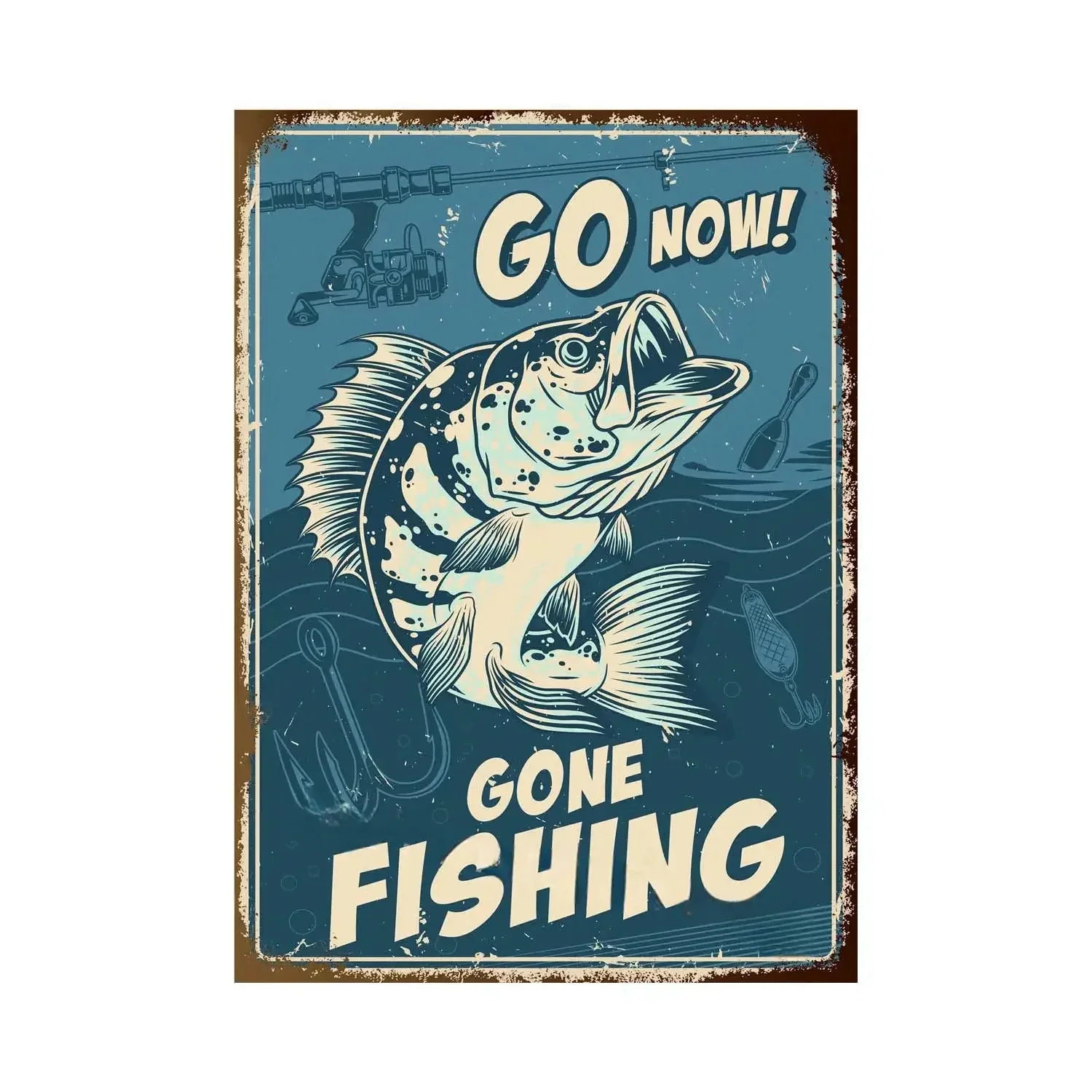 Retro Fishing Metal Logo Wall Poster Farm Art Decoration